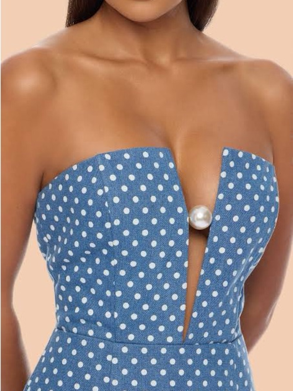 Fashion Nova Denise Pearl Denim Mini Dress - Denim